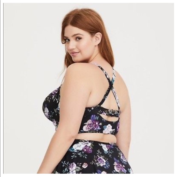 Torrid Purple Floral Underwire Bikini Top 6X - Picture 4 of 5